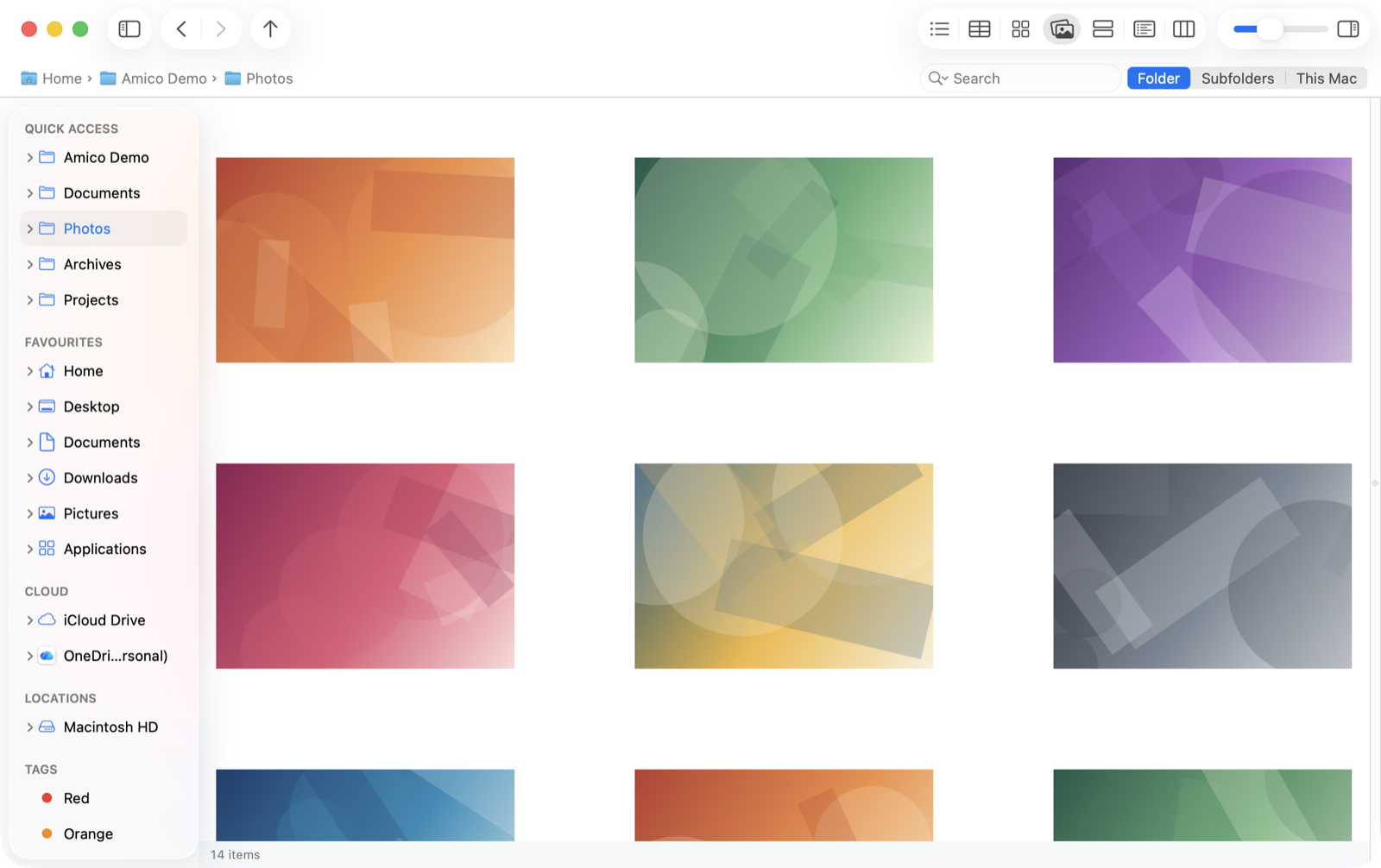 Gallery view showing large image thumbnails