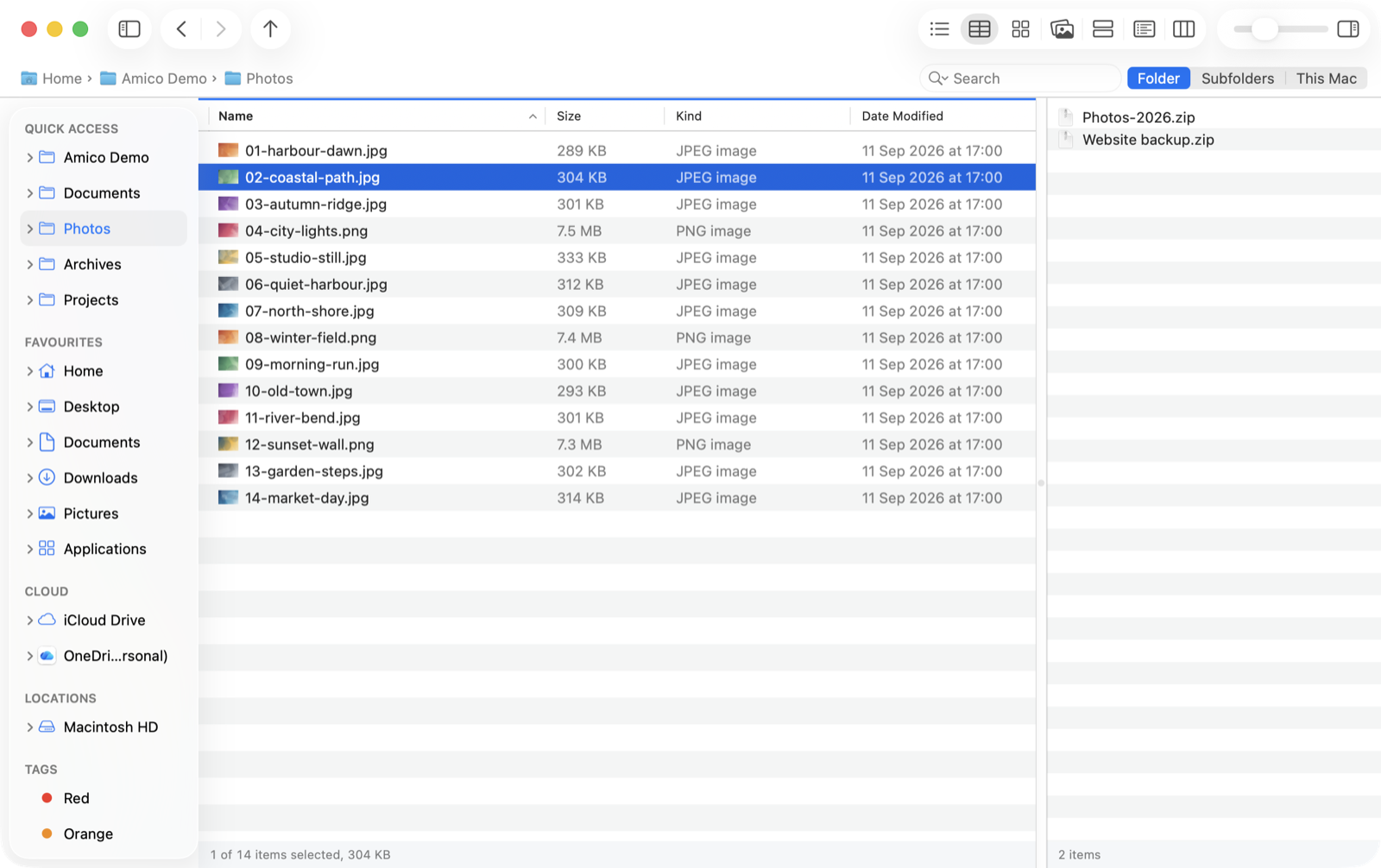 Two file panes side by side in one window